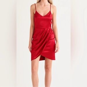 Lulus satin Red Draped Dress